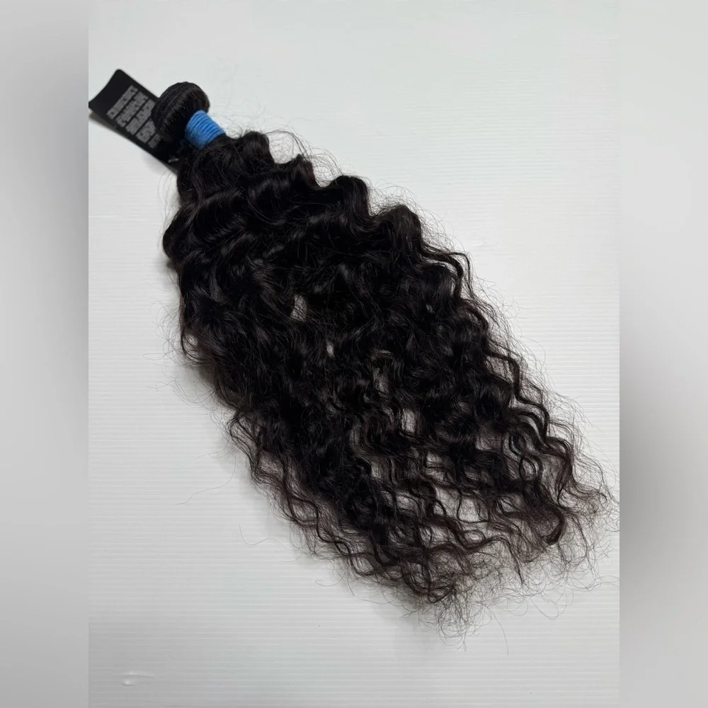 24” Deep Wave Human hair Extensions Natural Black Bundle
